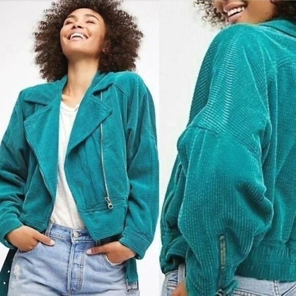 FREE PEOPLE Slouchy Dolman Corduroy Moto Jacket - Picture 1 of 11
